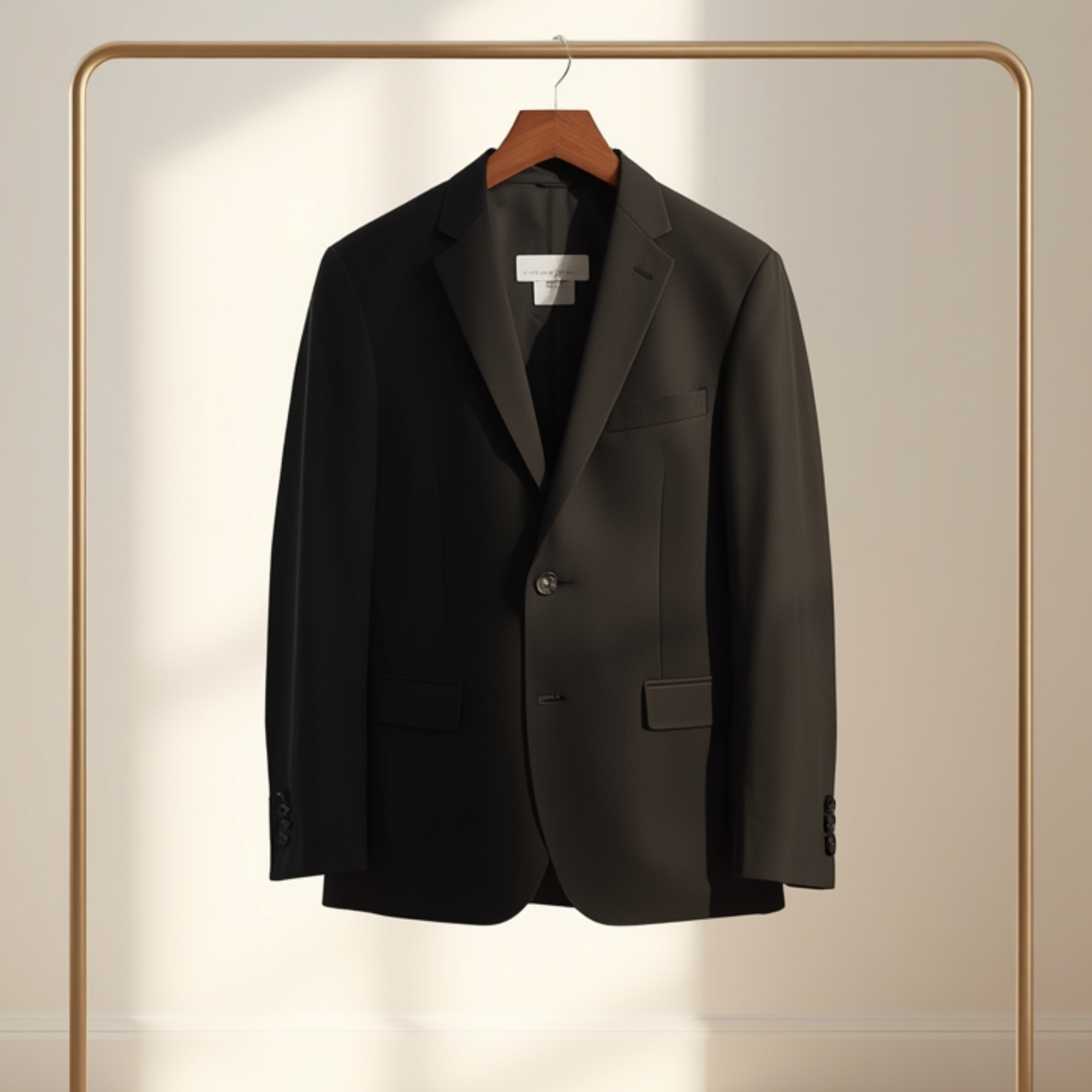 Jacket homme noir élégant à col classique avec fermeture boutonnée et poches
