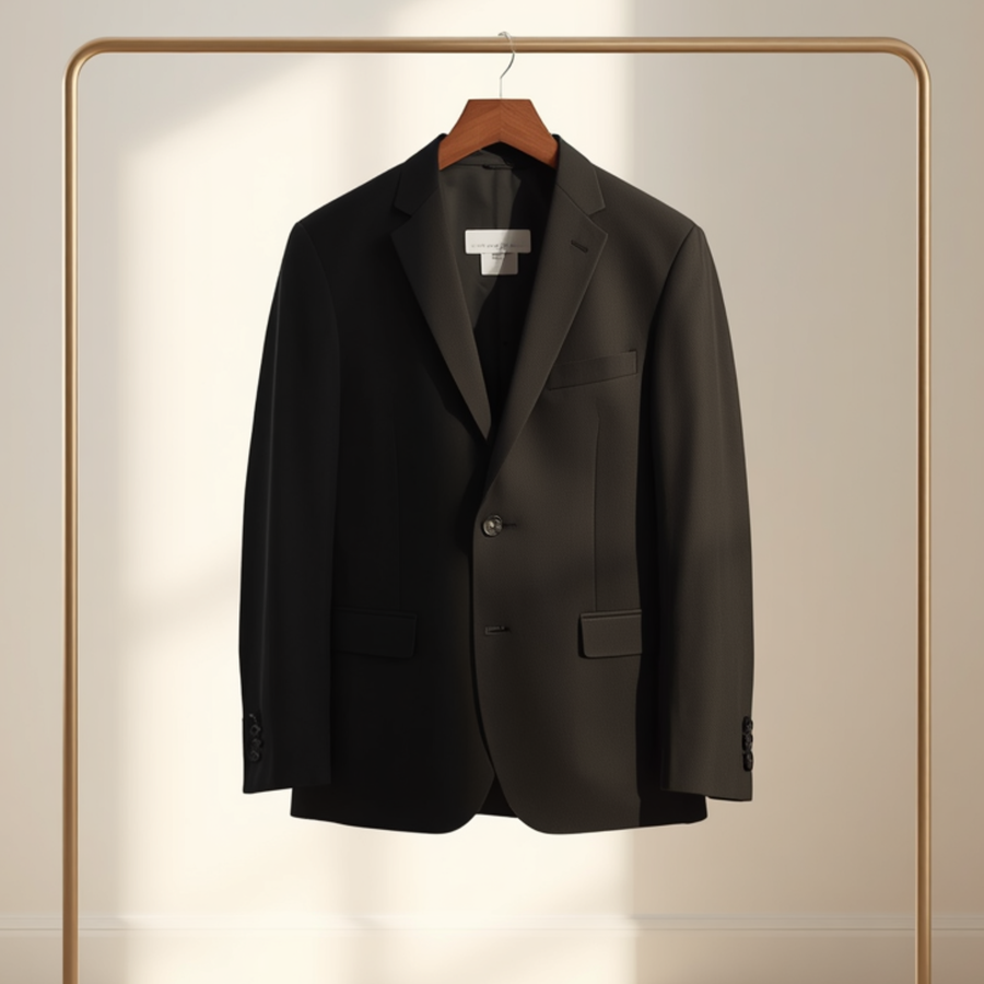 Jacket homme noir élégant à col classique avec fermeture boutonnée et poches