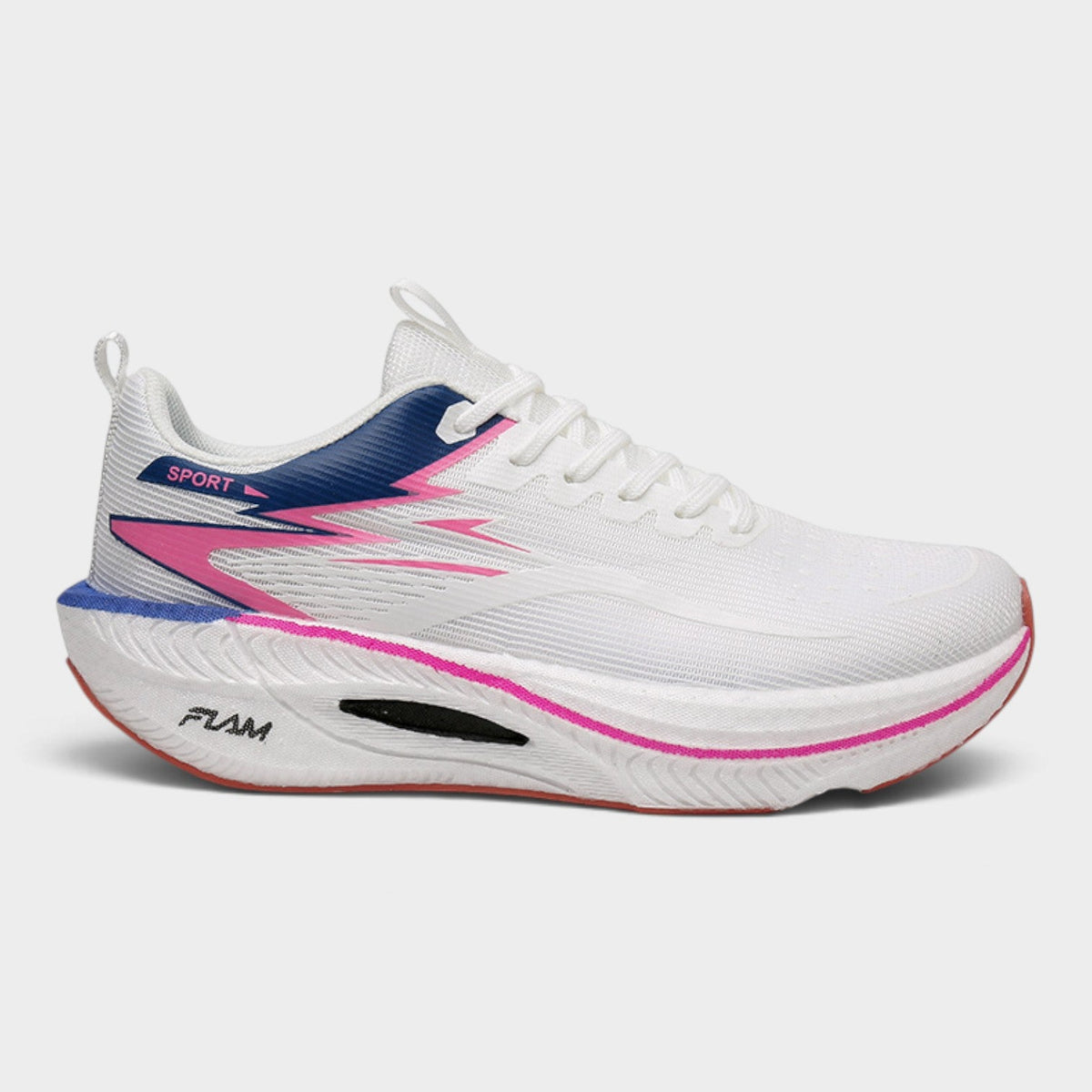 FLAM – Chaussures de running femme à amorti épais – Blanc/Marine – vue 1