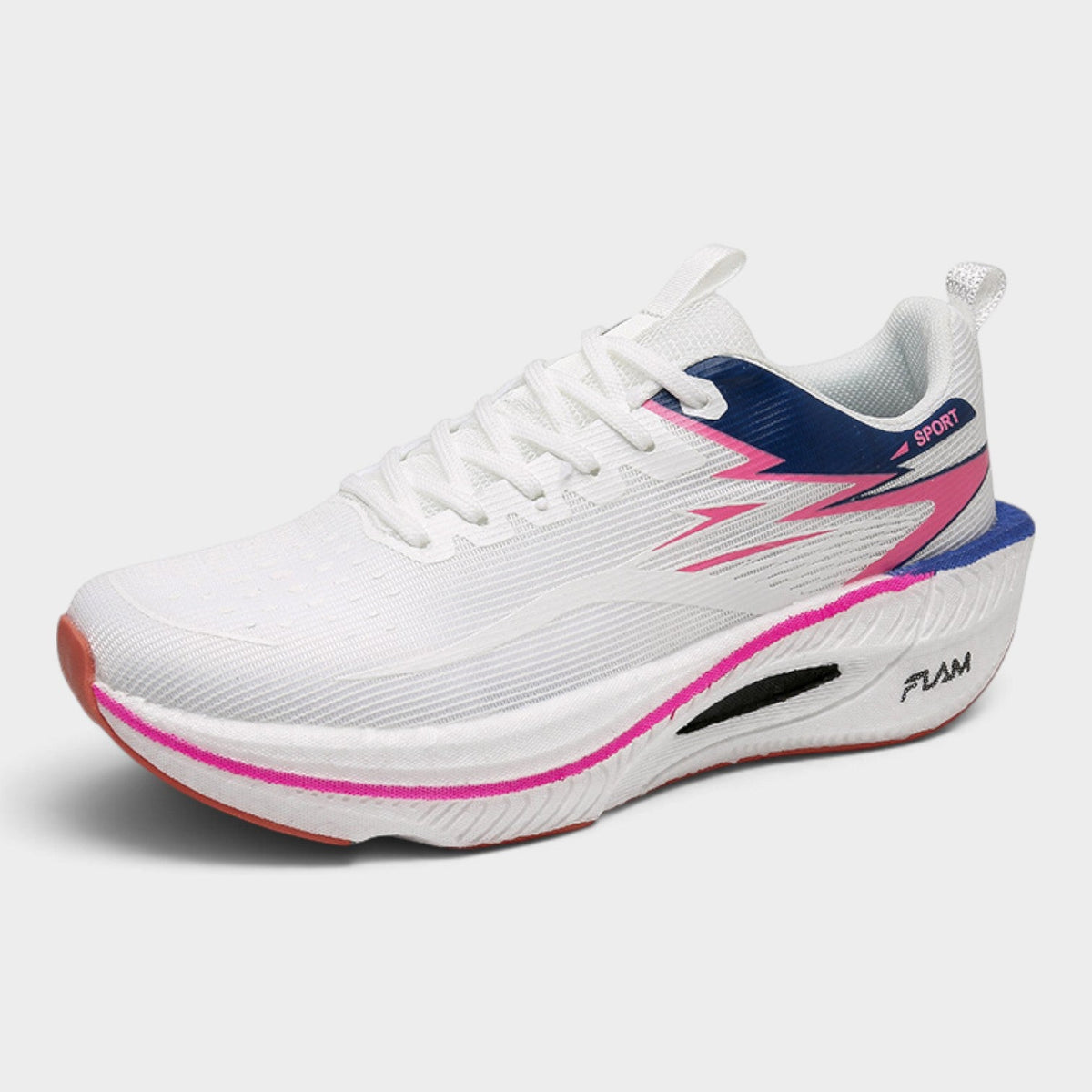 FLAM – Chaussures de running femme à amorti épais – Blanc/Marine – vue 3