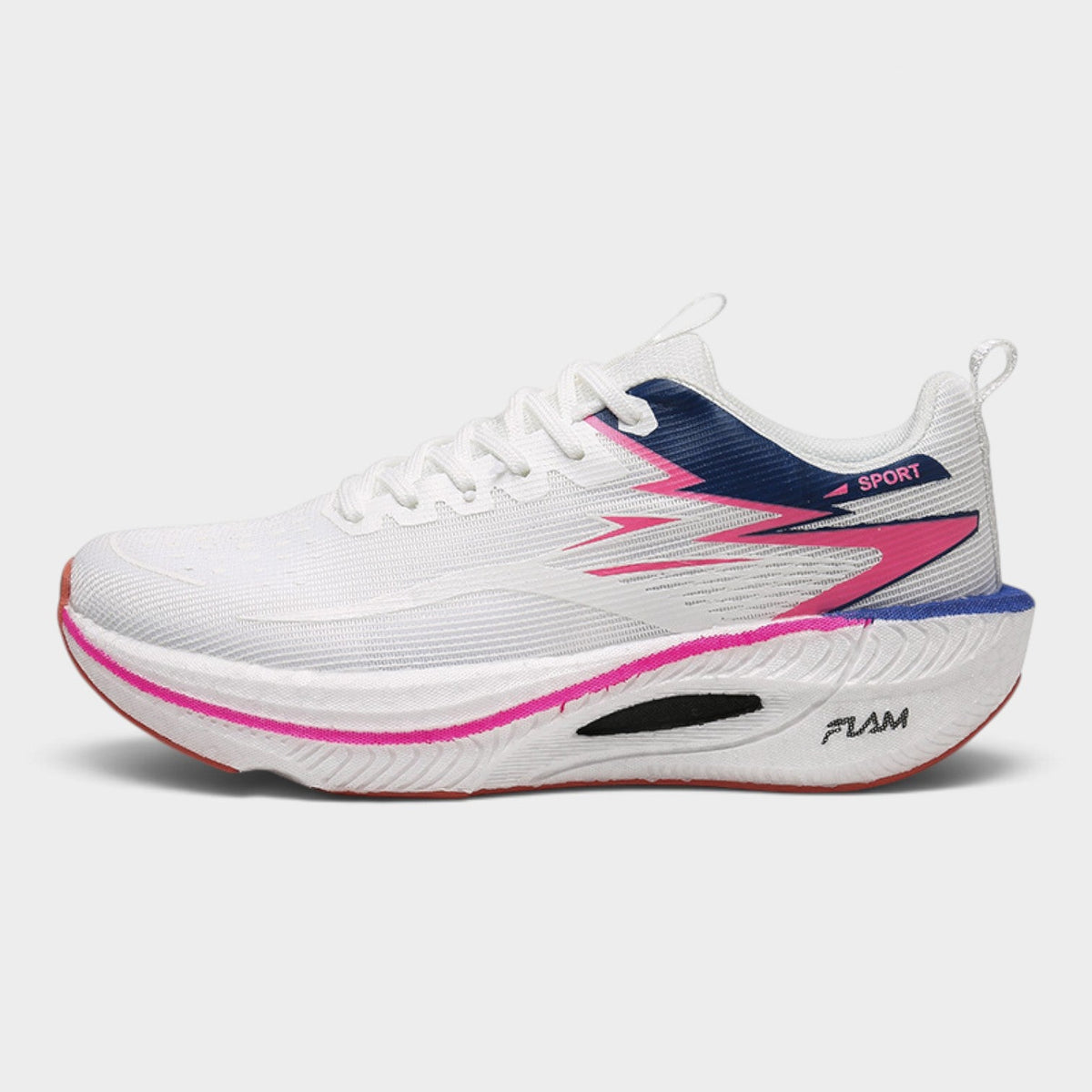 FLAM – Chaussures de running femme à amorti épais – Blanc/Marine – vue 2