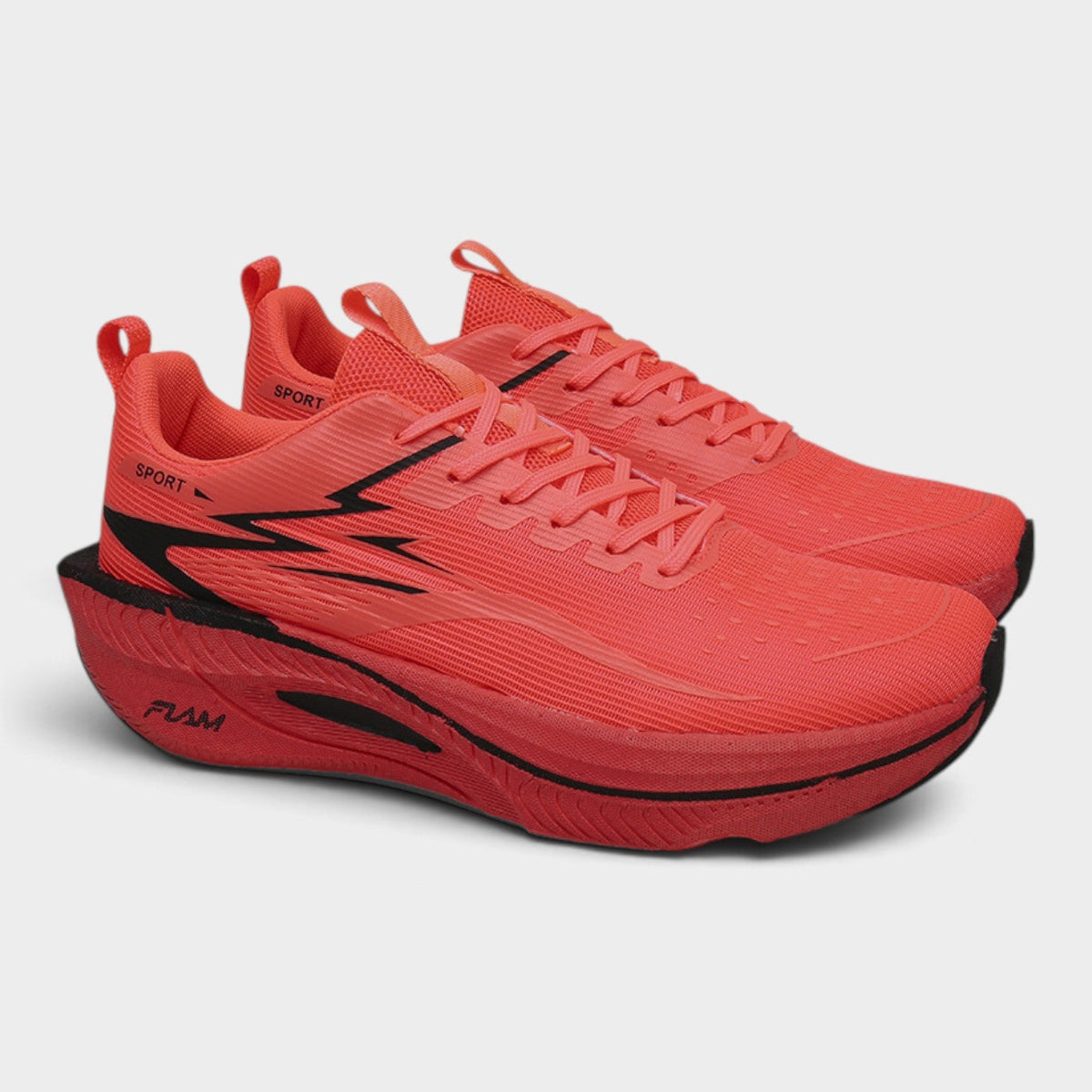 FLAM – Chaussures de running femme à amorti épais – Corail/Noir – vue 4