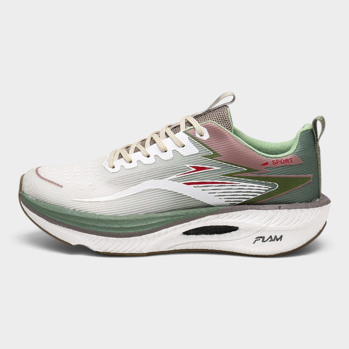 FLAM – Chaussures de running homme à amorti épais – Crème/Sauge – vue 1